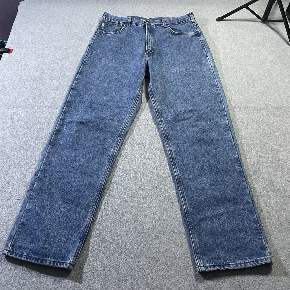 Carhartt B172 DST Men's Relaxed Fit Flannel Lined Jeans Dark Stone 35x33.5 Denim